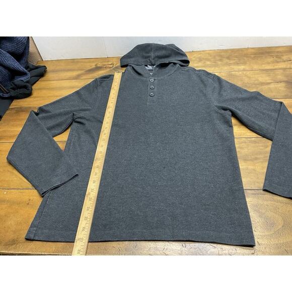 Mizzen+Main Performance Menswear Drawstring Button Up Soft Hoodie Black Large - Picture 4 of 8